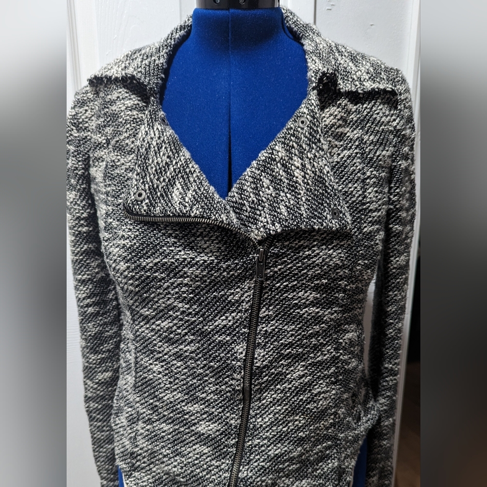Anthropologie Saturday Sunday Asymmetrical Zip Marled Knit Moto Jacket